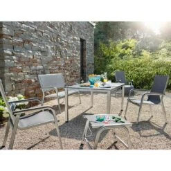Kettler Basic Plus 2-Sitzer-Gartenbank Aluminium/Textilene Silber/Anthrazit -Grün Raum kettler basicplus 2er gartenbank silber anthrazit 0301211 0000 3