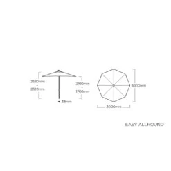 Kettler Easy Allround LED Stockschirm Ø300cm Aluminium/Polyester Silber/Charcoal -Grün Raum kettler easy allround led stockschirm o300cm alu polyester silber charcoal 1306737 3