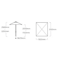 Kettler Easy Push Mittelstockschirm 210x150cm Inkl. Ständer Silber/Charcoal -Grün Raum kettler easy push mittelstockschirm 210x150cm inkl staender 1477996 7