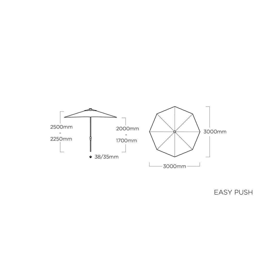 Kettler Easy Push Stockschirm Aluminium/Polyester Anthrazit/Hellgrau Meliert 6 Kettler Easy Push Stockschirm Aluminium/Polyester Anthrazit/Hellgrau Meliert – Bild 6