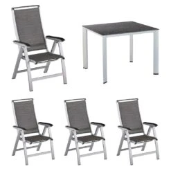 Kettler Forma II Gartenmöbel-Set 5-tlg. Tisch 95x95cm Silber/Graphit -Grün Raum kettler forma ii gartenmoebel set 5 tlg tisch 95x95cm 1494606 2