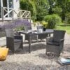 LC Garden Barcelona Gartenmöbel-Set 5-tlg. Tisch 160x90cm Grau Mix/Schwarz