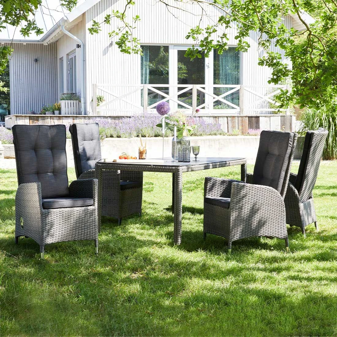 LC Garden Barcelona Gartenmöbel-Set 5-tlg. Tisch 180x90cm Grau Mix/Schwarz 1 LC Garden Barcelona Gartenmöbel-Set 5-tlg. Tisch 180x90cm Grau Mix/Schwarz