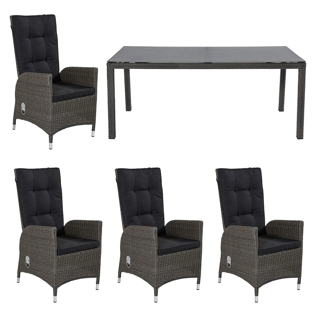 LC Garden Barcelona Gartenmöbel-Set 5-tlg. Tisch 180x90cm Grau Mix/Schwarz 2 LC Garden Barcelona Gartenmöbel-Set 5-tlg. Tisch 180x90cm Grau Mix/Schwarz – Bild 2