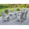 LC Garden Keramo Gartenmöbel-Set 7-tlg. Mit Tisch 200/260x100cm Off White/Cold White