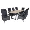 LC Garden Keramo Gartenmöbel-Set 9-tlg. Tisch 200/260x100cm Grau Mix/Anthrazit