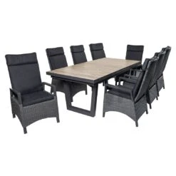 LC Garden Keramo Gartenmöbel-Set 9-tlg. Tisch 200/260x100cm Grau Mix/Anthrazit