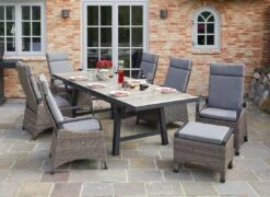 LC Garden Komido Gartenmöbel-Set 8-tlg. Tisch 200x100cm Anthrazit/Omega Braun