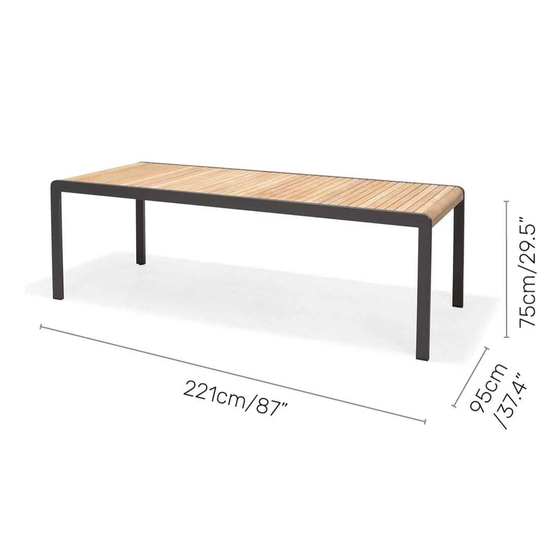 LifestyleGarden Amber Gartentisch 220x95cm Aluminium/Teakholz Magnesium Grau/Teak 9 LifestyleGarden Amber Gartentisch 220x95cm Aluminium/Teakholz Magnesium Grau/Teak – Bild 9