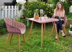 LifestyleGarden Nassau Gartenmöbel-Set 3-tlg. Tisch 70x70cm Teaklook/Pfingstrose -Grün Raum lifestylegarden nassau gartenmoebel set 3 tlg tisch 70x70cm 1481912 3