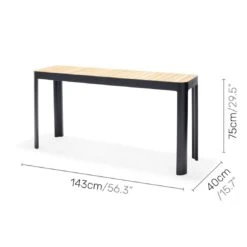 LifestyleGarden Portals Gartentisch 143x40cm Aluminium/Teakholz Schwarz/Teak -Grün Raum lifestylegarden portals gartentisch 143x40cm aluminium teakholz 1440849 7