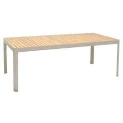 LifestyleGarden Portals Gartentisch 209x105cm Aluminium/Teak Korallensand-Matt/Teak