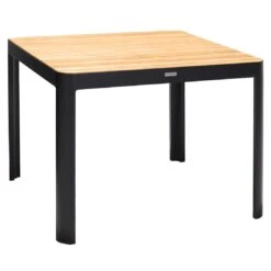 LifestyleGarden Portals Gartentisch 95x95cm Aluminium/Teak Batman Black/Teak