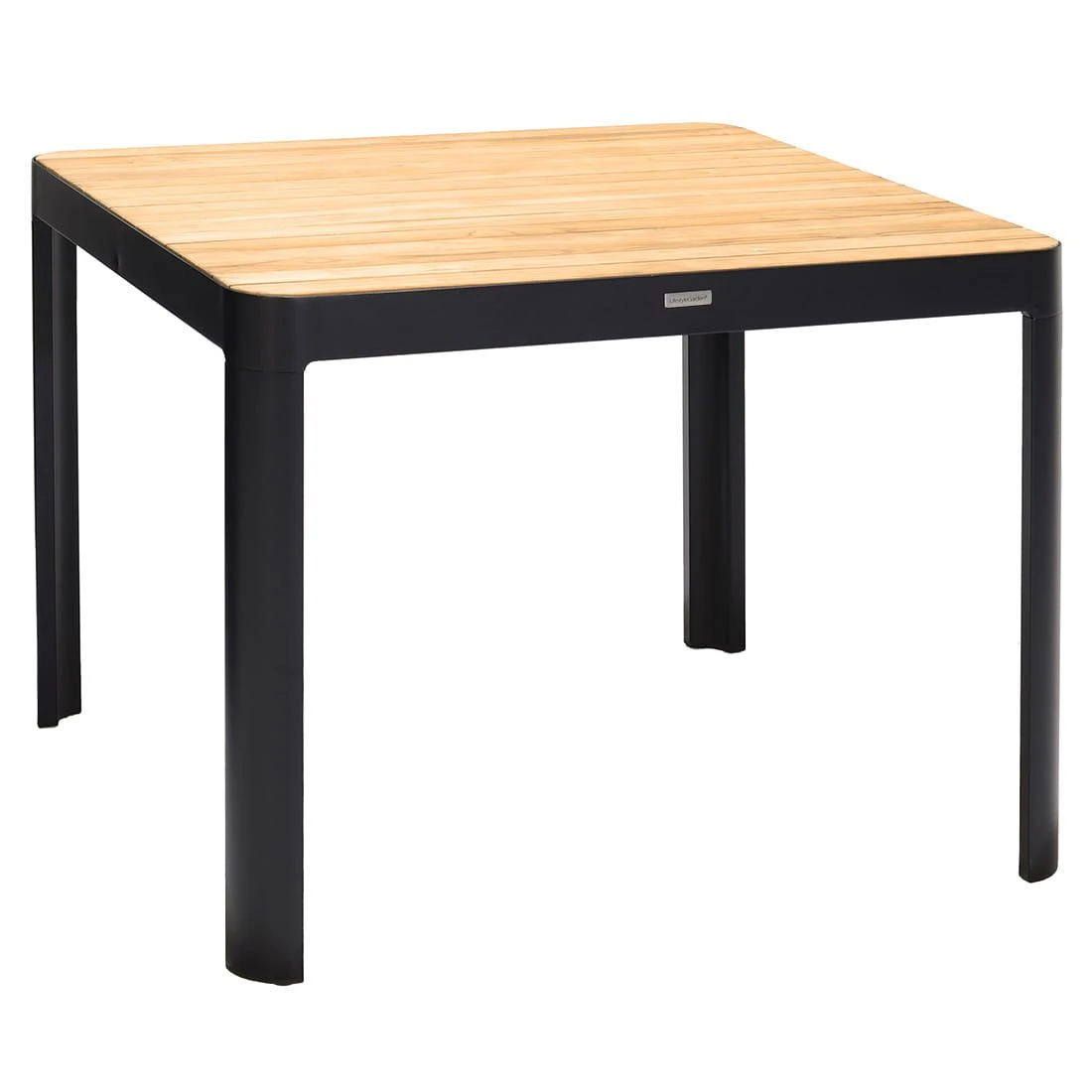 LifestyleGarden Portals Gartentisch 95x95cm Aluminium/Teak Batman Black/Teak 1 LifestyleGarden Portals Gartentisch 95x95cm Aluminium/Teak Batman Black/Teak