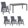 OUTLIV. London Gartenmöbelset 5-tlg. Tisch 160x90cm Anthrazit/Sooty
