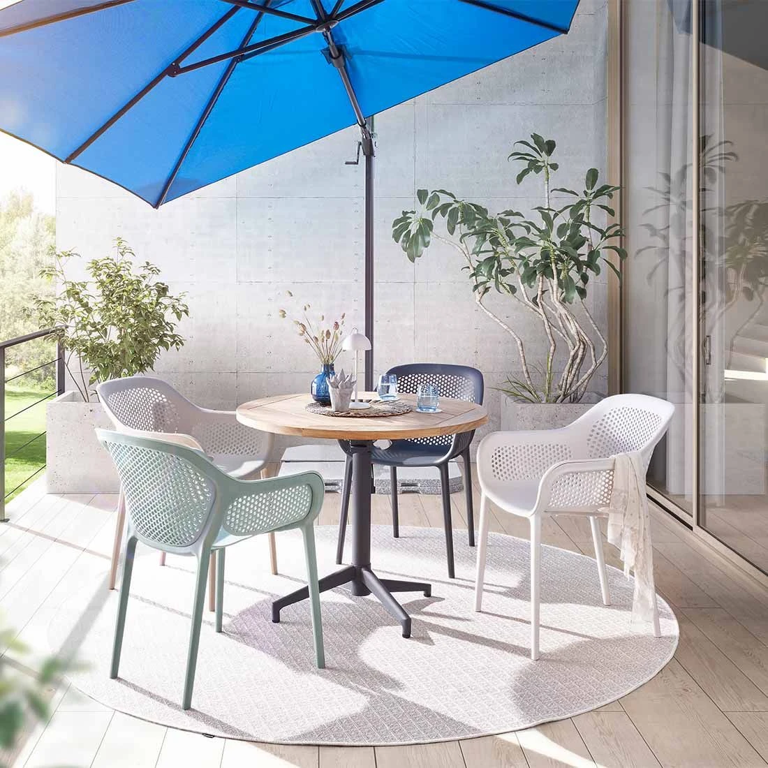 Musterring Italien Gartentisch Ø95x75cm Edelstahl/Teak Schwarz/Natur 2 Musterring Italien Gartentisch Ø95x75cm Edelstahl/Teak Schwarz/Natur – Bild 2