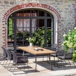 Niehoff Kubu Gartentisch 220x95cm Aluminium/Teak Anthrazit/Natur -Grün Raum niehoff kubu gartentisch 220x95cm aluminium teak 1378094 3