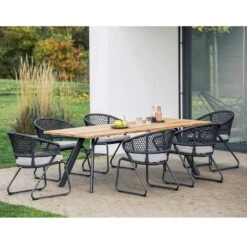 Niehoff Levina Gartenmöbelset 7-tlg. Mit Tisch 200x95cm Anthrazit/Natur -Grün Raum niehoff levina gartenmoebelset 7 tlg mit tisch 200x95cm 1411974 3