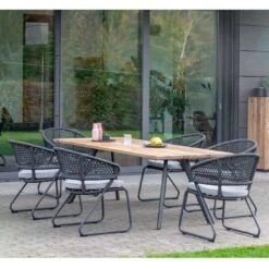Niehoff Levina Gartenmöbelset 7-tlg. Mit Tisch 200x95cm Anthrazit/Natur -Grün Raum niehoff levina gartenmoebelset 7 tlg mit tisch 200x95cm 1411974 4