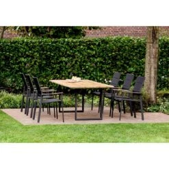 Niehoff Noah Gartentisch Aluminium/Teak Anthrazit/Natur -Grün Raum niehoff noah gartentisch 220x95cm aluminium teak 1377940 3