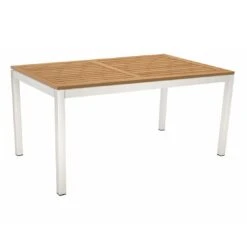 Stern Gartentisch 160x90cm Aluminium/Teak Weiß/Natur