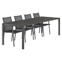 OUTLIV. Kobe Gartenmöbel-Set 5-tlg. Tisch 160/217/267x91cm Anthrazit/Dark Grey -Grün Raum outliv kobe gartenmoebel set 5 tlg tisch 160 217 267x91cm 1495101 2
