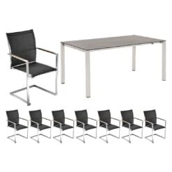 OUTLIV. Kreta Gartenmöbelset 9-tlg.+Tisch 160/217/267x91 Cm Silber/Coal