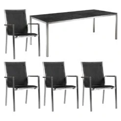 Zebra One Gartenmöbelset 5-tlg. Mit Tisch 140x80 Cm Silber/Concrete