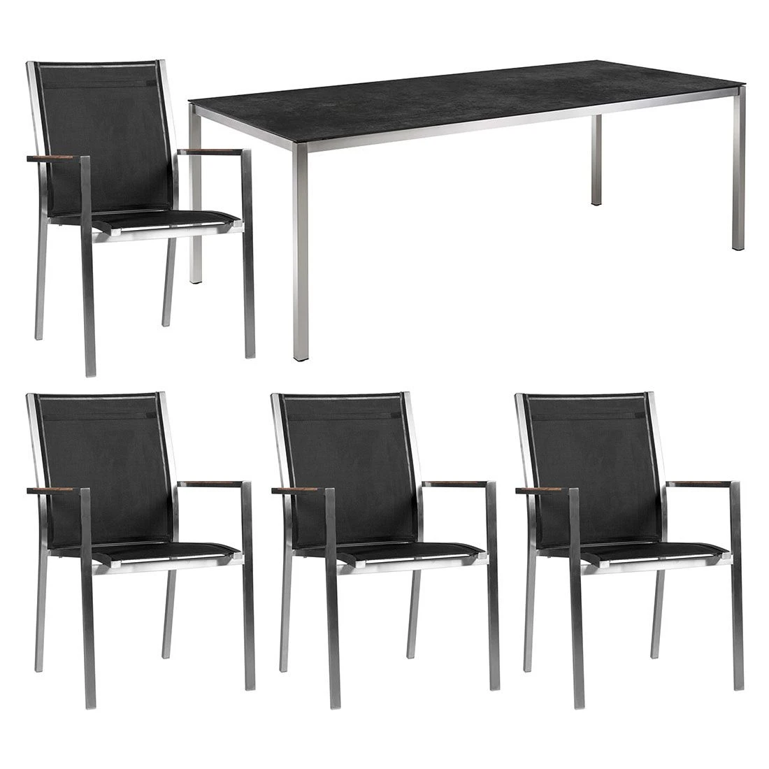 Zebra One Gartenmöbelset 5-tlg. Mit Tisch 140x80 Cm Silber/Concrete 1 Zebra One Gartenmöbelset 5-tlg. Mit Tisch 140x80 Cm Silber/Concrete