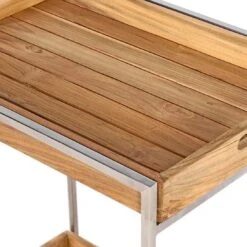 OUTLIV. Oro Servierwagen Teak Recycelt Silber/Natur -Grün Raum outliv oro servierwagen edelstahl teak recycelt silber braun 1323083 5
