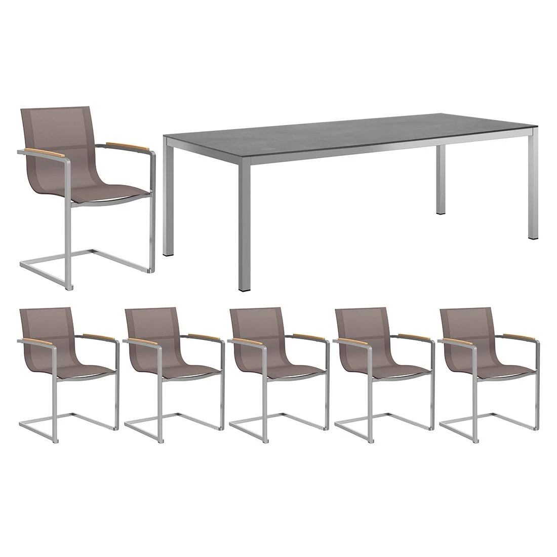 OUTLIV. Rimini Gartenmöbelset 7-tlg. Mit Tisch 220x100 Cm Taupe/Zement Dunkel 1 OUTLIV. Rimini Gartenmöbelset 7-tlg. Mit Tisch 220x100 Cm Taupe/Zement Dunkel