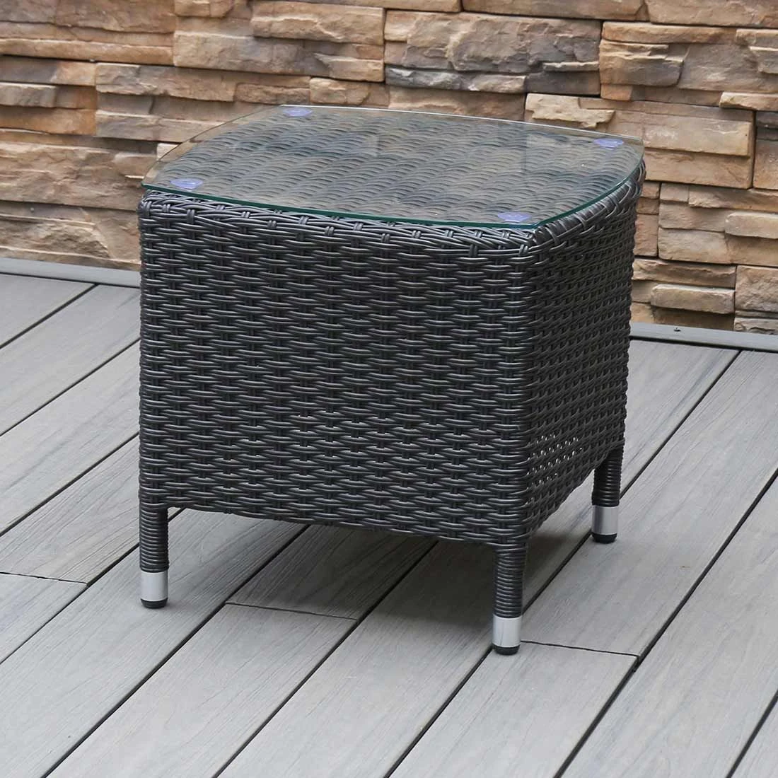 OUTLIV. Spain Beistelltisch Geflecht Dunkelgrau 2 OUTLIV. Spain Beistelltisch Geflecht Dunkelgrau – Bild 2