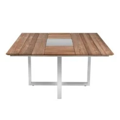 Zebra Quadux Tisch 140x140 Cm Edelstahl/Teak Natur