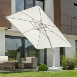 Schneider® Schneider Rhodos Twist-Bianco Ampelschirm 300x300cm Weiß/Weiß -Grün Raum schneider rhodos twist bianco ampelschirm 300x300cm weiss 1098232 2