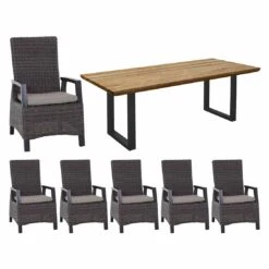 Siena Garden Corido Gartenmöbel-Set 7-tlg. Mit Tisch 200x100cm Matt Anthrazit/Charcoal Grey