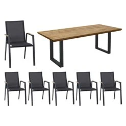 Siena Garden Rondo Gartenmöbel-Set 7-tlg. Mit Tisch 200x100cm Matt Anthrazit/Grau