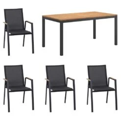 Siena Garden Rondo Gartenmöbelset 5-tlg. Mit Tisch 160x90 Cm Matt Anthrazit/Grau