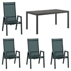 Siena Garden Savona Gartenmöbelset 5-tlg. Mit Tisch 160x90 Cm Anthrazit/Silber-Schwarz