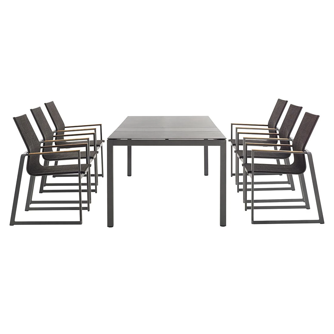 Solpuri Foxx Gartenmöbel-Set 7-tlg. + Tisch 160/220x100cm Anthrazit/Coal 1 Solpuri Foxx Gartenmöbel-Set 7-tlg. + Tisch 160/220x100cm Anthrazit/Coal