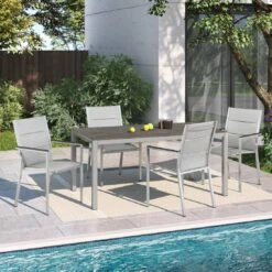 Stern Cardiff Gartenmöbel-Set 5-tlg. Tisch 160x90cm Silber