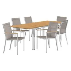 Stern Cardiff Gartenmöbel-Set 7-tlg. Tisch 180/240x90cm Taupe/Natur -Grün Raum stern cardiff gartenmoebel set 7 tlg tisch 180 240x90cm 1500227 4