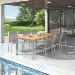 Stern Cardiff Gartenmöbel-Set 7-tlg. Tisch 220x100cm Taupe