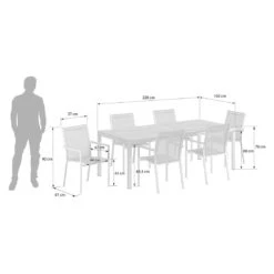 Stern Cardiff Gartenmöbel-Set 7-tlg. Tisch 220x100cm Taupe -Grün Raum stern cardiff gartenmoebel set 7 tlg tisch 220x100cm 1485432 3