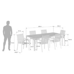 Stern Cardiff Gartenmöbelset 7-tlg. Mit Tisch 220x100 Cm Taupe/Zement Dunkel -Grün Raum stern cardiff gartenmoebelset 7 tlg mit tisch 220x100 cm 1423392 3