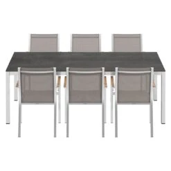 Stern Cardiff Gartenmöbelset 7-tlg. Mit Tisch 220x100 Cm Taupe/Zement Dunkel -Grün Raum stern cardiff gartenmoebelset 7 tlg mit tisch 220x100 cm 1423392 4