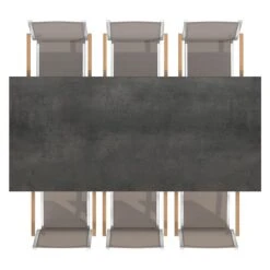 Stern Cardiff Gartenmöbelset 7-tlg. Mit Tisch 220x100 Cm Taupe/Zement Dunkel -Grün Raum stern cardiff gartenmoebelset 7 tlg mit tisch 220x100 cm 1423392 5