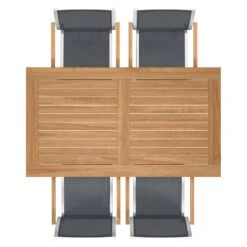 Stern Cardiff Stapelsessel 6-teiliges Gartenmöbelset Mit Teakholz Tisch 160x90cm Silbergrau -Grün Raum stern cardiff stapelsessel 6 teiliges gartenmobelset silbergrau mit teakholz tisch 160x90cm 5