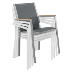 Stern Cardiff Stapelsessel 6-teiliges Gartenmöbelset Mit Teakholz Tisch 160x90cm Silbergrau -Grün Raum stern cardiff stapelsessel 6 teiliges gartenmobelset silbergrau mit teakholz tisch 160x90cm 8