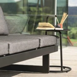 Stern Edi Beistelltisch 48x48 Cm Aluminium/Textilene Schwarz Matt/Leinen Grau -Grün Raum stern edi beistelltisch 48x48 cm aluminium textilene 1451112 3