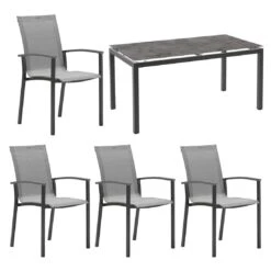 Stern Evoee Gartenmöbelset 5-tlg. Mit Tisch 160x90cm Anthrazit/Silber